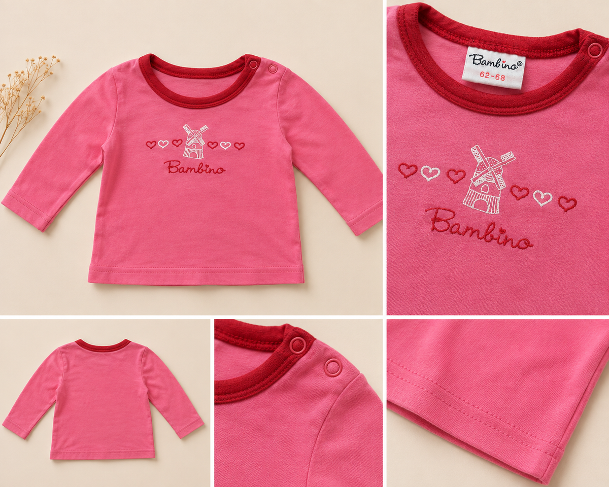 💗 Roze longsleeve met hartjes & molentje