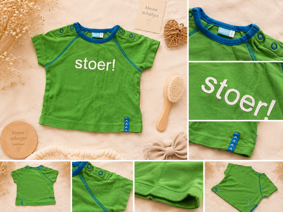 💚 Groen T-shirt met ‘stoer!’